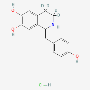 molecular formula C16H18ClNO3 B12368975 3,3,4,4-Tetradeuterio-1-[(4-hydroxyphenyl)methyl]-1,2-dihydroisoquinoline-6,7-diol;hydrochloride 