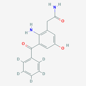 molecular formula C15H14N2O3 B12369009 2-[2-Amino-5-hydroxy-3-(2,3,4,5,6-pentadeuteriobenzoyl)phenyl]acetamide 