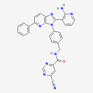 N-[[4-[2-(2-aminopyridin-3-yl)-5-phenylimidazo[4,5-b]pyridin-3-yl]phenyl]methyl]-6-cyanopyrimidine-4-carboxamide