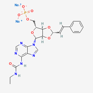 molecular formula C22H23N6Na2O8P B12369085 disodium;[(2S,3aR,4R,6R,6aR)-4-[6-(ethylcarbamoylamino)purin-9-yl]-2-[(E)-2-phenylethenyl]-3a,4,6,6a-tetrahydrofuro[3,4-d][1,3]dioxol-6-yl]methyl phosphate 