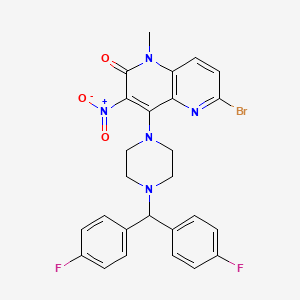 molecular formula C26H22BrF2N5O3 B12369131 4-[4-[bis(4-fluorophenyl)methyl]piperazin-1-yl]-6-bromo-1-methyl-3-nitro-1,5-naphthyridin-2-one 