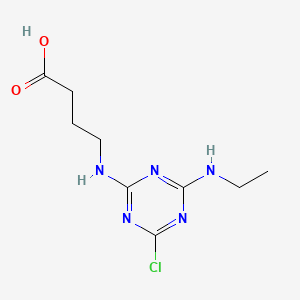 molecular formula C9H14ClN5O2 B12369151 Butnoic acid, 4-((4-chloro-6-(ethylamino)-1,3,5-triazin-2-yl)amino)- CAS No. 125454-26-4