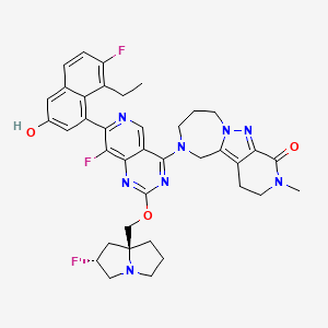 molecular formula C38H39F3N8O3 B12369155 13-[7-(8-ethyl-7-fluoro-3-hydroxynaphthalen-1-yl)-8-fluoro-2-[[(2R,8S)-2-fluoro-1,2,3,5,6,7-hexahydropyrrolizin-8-yl]methoxy]pyrido[4,3-d]pyrimidin-4-yl]-5-methyl-5,8,9,13-tetrazatricyclo[7.5.0.02,7]tetradeca-1,7-dien-6-one 