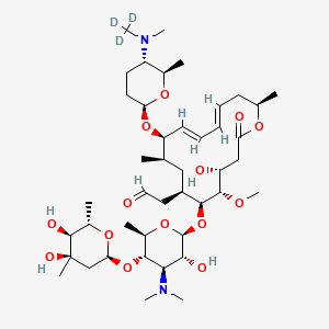 molecular formula C43H74N2O14 B12369165 2-[(4R,5S,6S,7R,9R,10R,11E,13E,16R)-6-[(2S,3R,4R,5S,6R)-5-[(2S,4R,5S,6S)-4,5-dihydroxy-4,6-dimethyloxan-2-yl]oxy-4-(dimethylamino)-3-hydroxy-6-methyloxan-2-yl]oxy-4-hydroxy-5-methoxy-9,16-dimethyl-10-[(2R,5S,6R)-6-methyl-5-[methyl(trideuteriomethyl)amino]oxan-2-yl]oxy-2-oxo-1-oxacyclohexadeca-11,13-dien-7-yl]acetaldehyde 