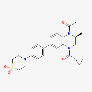 molecular formula C25H29N3O4S B12369292 (S)-1-(4-(cyclopropanecarbonyl)-6-(4-(1,1-dioxidothiomorpholino)phenyl)-2-methyl-3,4-dihydroquinoxalin-1(2H)-yl)ethan-1-one 