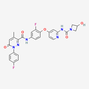 molecular formula C27H22F2N6O5 B12369338 N-[3-fluoro-4-[2-[(3-hydroxyazetidine-1-carbonyl)amino]pyridin-4-yl]oxyphenyl]-1-(4-fluorophenyl)-4-methyl-6-oxopyridazine-3-carboxamide 