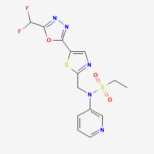 molecular formula C14H13F2N5O3S2 B12369567 N-((5-(5-(difluoromethyl)-1,3,4-oxadiazol-2-yl)thiazol-2-yl)methyl)-N-(pyridin-3-yl)ethanesulfonamide 