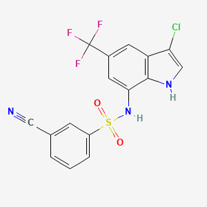 molecular formula C16H9ClF3N3O2S B12369686 N-[3-chloro-5-(trifluoromethyl)-1H-indol-7-yl]-3-cyanobenzenesulfonamide 