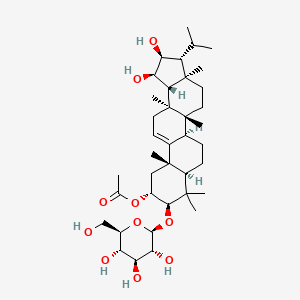 molecular formula C38H62O10 B12369822 [(1R,2S,3R,3aR,5aR,5bR,7aR,9R,10R,11aS,13aS,13bR)-1,2-dihydroxy-3a,5a,8,8,11a,13a-hexamethyl-3-propan-2-yl-9-[(2R,3R,4S,5S,6R)-3,4,5-trihydroxy-6-(hydroxymethyl)oxan-2-yl]oxy-1,2,3,4,5,5b,6,7,7a,9,10,11,13,13b-tetradecahydrocyclopenta[a]chrysen-10-yl] acetate 