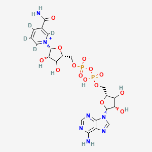 molecular formula C21H27N7O14P2 B12369884 [[(2R,4S,5R)-5-(6-aminopurin-9-yl)-3,4-dihydroxyoxolan-2-yl]methoxy-hydroxyphosphoryl] [(2R,4S,5R)-5-(3-carbamoyl-2,4,5,6-tetradeuteriopyridin-1-ium-1-yl)-3,4-dihydroxyoxolan-2-yl]methyl phosphate 