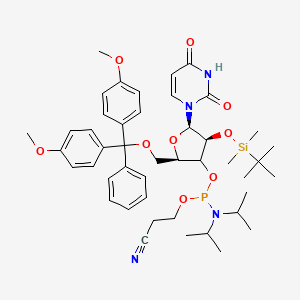 molecular formula C45H61N4O9PSi B12369913 3-[[(2R,4S,5R)-2-[[bis(4-methoxyphenyl)-phenylmethoxy]methyl]-4-[tert-butyl(dimethyl)silyl]oxy-5-(2,4-dioxopyrimidin-1-yl)oxolan-3-yl]oxy-[di(propan-2-yl)amino]phosphanyl]oxypropanenitrile 