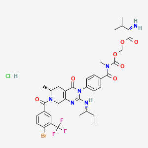 [[4-[(6R)-7-[4-bromo-3-(trifluoromethyl)benzoyl]-2-[[(2S)-but-3-en-2-yl]amino]-6-methyl-4-oxo-6,8-dihydro-5H-pyrido[3,4-d]pyrimidin-3-yl]benzoyl]-methylcarbamoyl]oxymethyl (2S)-2-amino-3-methylbutanoate;hydrochloride