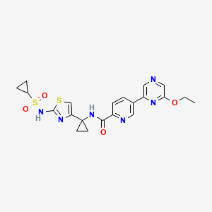 molecular formula C21H22N6O4S2 B12370056 N-(1-{2-[(cyclopropanesulfonyl)amino]-1,3-thiazol-4-yl}cyclopropyl)-5-(6-ethoxypyrazin-2-yl)pyridine-2-carboxamide 