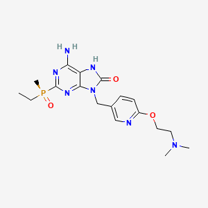 6-amino-9-[[6-[2-(dimethylamino)ethoxy]pyridin-3-yl]methyl]-2-[ethyl(methyl)phosphoryl]-7H-purin-8-one