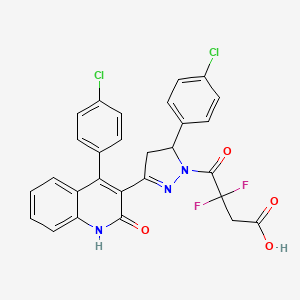 4-[3-(4-chlorophenyl)-5-[4-(4-chlorophenyl)-2-oxo-1H-quinolin-3-yl]-3,4-dihydropyrazol-2-yl]-3,3-difluoro-4-oxobutanoic acid