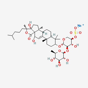 molecular formula C41H65NaO16S B12370160 sodium;[(3R,4R,5R,6S)-6-[[(1S,2S,5R,6S,10S,13S,18R)-5,10-dihydroxy-2,6,13,17,17-pentamethyl-6-(4-methylpentyl)-8-oxo-7-oxapentacyclo[10.8.0.02,9.05,9.013,18]icos-11-en-16-yl]oxy]-4-hydroxy-5-[(2S,3R,4S,5S,6R)-3,4,5-trihydroxy-6-methyloxan-2-yl]oxyoxan-3-yl] sulfate 