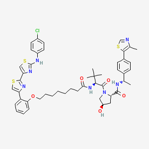 molecular formula C49H56ClN7O5S3 B12370279 (2S,4R)-1-[(2S)-2-[8-[2-[2-[2-(4-chloroanilino)-1,3-thiazol-4-yl]-1,3-thiazol-4-yl]phenoxy]octanoylamino]-3,3-dimethylbutanoyl]-4-hydroxy-N-[(1S)-1-[4-(4-methyl-1,3-thiazol-5-yl)phenyl]ethyl]pyrrolidine-2-carboxamide 