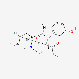 molecular formula C22H26N2O4 B1237032 14-乙叉基-6-羟基-2-甲基-18-氧杂-2,12-二氮杂六环[13.3.2.01,9.03,8.09,16.012,19]二十三-3(8),4,6-三烯-16-甲酸甲酯 