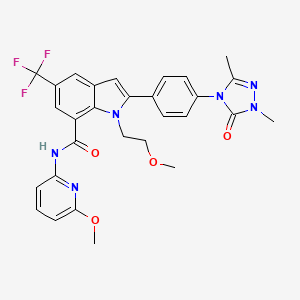 2-[4-(1,3-dimethyl-5-oxo-1,2,4-triazol-4-yl)phenyl]-1-(2-methoxyethyl)-N-(6-methoxypyridin-2-yl)-5-(trifluoromethyl)indole-7-carboxamide