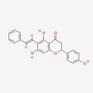 molecular formula C23H18O5 B12370357 5,7-dihydroxy-2-(4-hydroxyphenyl)-6-[(E)-2-phenylethenyl]-2,3-dihydrochromen-4-one 