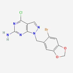 molecular formula C13H9BrClN5O2 B12370358 1-[(6-Bromanyl-1,3-Benzodioxol-5-Yl)methyl]-4-Chloranyl-Pyrazolo[3,4-D]pyrimidin-6-Amine 