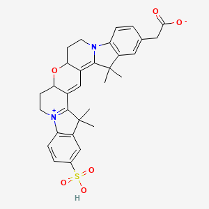 molecular formula C31H32N2O6S B12370407 2-(5,5,27,27-Tetramethyl-24-sulfo-16-oxa-12-aza-20-azoniaheptacyclo[15.11.0.03,15.04,12.06,11.020,28.021,26]octacosa-1,3,6(11),7,9,20(28),21(26),22,24-nonaen-8-yl)acetate 