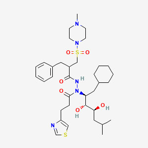 2-benzyl-N'-[(2S,3R,4S)-1-cyclohexyl-3,4-dihydroxy-6-methylheptan-2-yl]-3-(4-methylpiperazin-1-yl)sulfonyl-N'-[3-(1,3-thiazol-4-yl)propanoyl]propanehydrazide