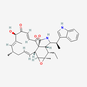 molecular formula C34H40N2O5 B1237045 (1R,3E,6R,7E,9S,11E,13R,14S,16R,17S,18R)-17-ethyl-6-hydroxy-19-[(1R)-1-(1H-indol-3-yl)ethyl]-7,9,16-trimethyl-15-oxa-20-azatetracyclo[11.8.0.01,18.014,16]henicosa-3,7,11-triene-2,5,21-trione 