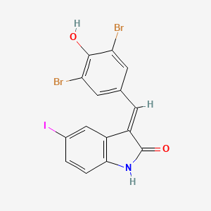 molecular formula C15H8Br2INO2 B1237046 (3e)-3-[(3,5-Dibromo-4-Hydroxyphenyl)methylidene]-5-Iodo-1,3-Dihydro-2h-Indol-2-One CAS No. 1044712-42-6