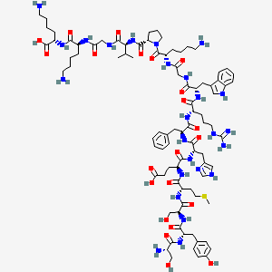 (2S)-6-amino-2-[[(2S)-6-amino-2-[[2-[[(2S)-2-[[(2S)-1-[(2S)-6-amino-2-[[2-[[(2S)-2-[[(2S)-2-[[(2S)-2-[[(2S)-2-[[(2S)-2-[[(2S)-2-[[(2S)-2-[[(2S)-2-[[(2S)-2-amino-3-hydroxypropanoyl]amino]-3-(4-hydroxyphenyl)propanoyl]amino]-3-hydroxypropanoyl]amino]-4-methylsulfanylbutanoyl]amino]-4-carboxybutanoyl]amino]-3-(1H-imidazol-4-yl)propanoyl]amino]-3-phenylpropanoyl]amino]-5-carbamimidamidopentanoyl]amino]-3-(1H-indol-3-yl)propanoyl]amino]acetyl]amino]hexanoyl]pyrrolidine-2-carbonyl]amino]-3-methylbutanoyl]amino]acetyl]amino]hexanoyl]amino]hexanoic acid