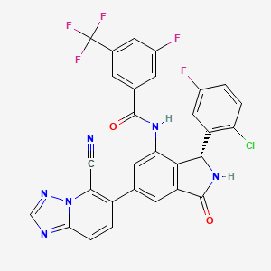 molecular formula C29H14ClF5N6O2 B12370502 N-[(3R)-3-(2-chloro-5-fluorophenyl)-6-(5-cyano-[1,2,4]triazolo[1,5-a]pyridin-6-yl)-1-oxo-2,3-dihydroisoindol-4-yl]-3-fluoro-5-(trifluoromethyl)benzamide CAS No. 2733573-94-7