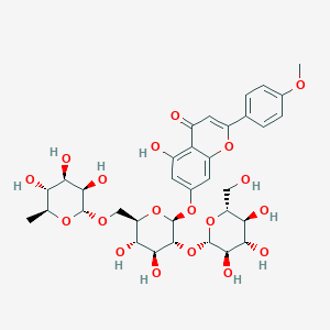 molecular formula C34H42O19 B12370520 7-[(2S,3R,4S,5S,6R)-4,5-dihydroxy-3-[(2S,3R,4S,5S,6R)-3,4,5-trihydroxy-6-(hydroxymethyl)oxan-2-yl]oxy-6-[[(2R,3R,4R,5R,6S)-3,4,5-trihydroxy-6-methyloxan-2-yl]oxymethyl]oxan-2-yl]oxy-5-hydroxy-2-(4-methoxyphenyl)chromen-4-one 