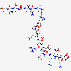 (4S)-4-[[(2S)-2-[[(2S)-2-acetamido-3-hydroxypropanoyl]amino]-6-aminohexanoyl]amino]-5-[[(2S)-6-amino-1-[[(2S)-1-[[(2S)-1-[[(2S)-1-[[(2S,3R)-1-[[(2S)-6-amino-1-[(2S)-2-[[(2S)-1-[[(2S)-1-[[(2S)-4-amino-1-[[(2S)-1-[[2-[[(2S,3R)-1-[[(2S,3S)-1-(carboxymethylamino)-3-methyl-1-oxopentan-2-yl]amino]-3-hydroxy-1-oxobutan-2-yl]amino]-2-oxoethyl]amino]-3-methyl-1-oxobutan-2-yl]amino]-1,4-dioxobutan-2-yl]amino]-3-methyl-1-oxobutan-2-yl]amino]-3-(1H-imidazol-5-yl)-1-oxopropan-2-yl]carbamoyl]pyrrolidin-1-yl]-1-oxohexan-2-yl]amino]-3-hydroxy-1-oxobutan-2-yl]amino]-5-carbamimidamido-1-oxopentan-2-yl]amino]-4-carboxy-1-oxobutan-2-yl]amino]-1-oxo-3-phenylpropan-2-yl]amino]-1-oxohexan-2-yl]amino]-5-oxopentanoic acid