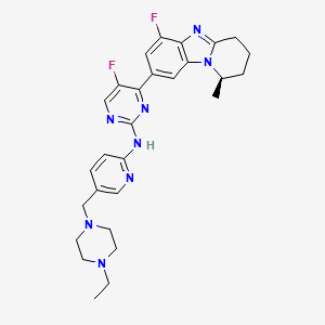 molecular formula C28H32F2N8 B12370543 Tibremciclib CAS No. 2397678-18-9