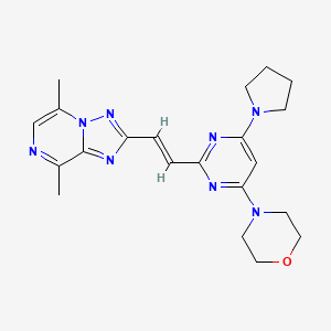 molecular formula C21H26N8O B12370568 4-[2-[(E)-2-(5,8-dimethyl-[1,2,4]triazolo[1,5-a]pyrazin-2-yl)ethenyl]-6-pyrrolidin-1-ylpyrimidin-4-yl]morpholine 