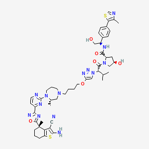 molecular formula C50H62N14O6S2 B12370657 (2S,4R)-1-[(2S)-2-[4-[4-[(3S)-4-[4-[5-[(4S)-2-azanyl-3-cyano-4-methyl-6,7-dihydro-5H-1-benzothiophen-4-yl]-1,2,4-oxadiazol-3-yl]pyrimidin-2-yl]-3-methyl-1,4-diazepan-1-yl]butoxy]-1,2,3-triazol-1-yl]-3-methyl-butanoyl]-N-[(1R)-1-[4-(4-methyl-1,3-thiazol-5-yl)phenyl]-2-oxidanyl-ethyl]-4-oxidanyl-pyrrolidine-2-carboxamide 