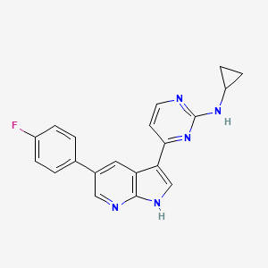 molecular formula C20H16FN5 B12370742 N-cyclopropyl-4-[5-(4-fluorophenyl)-1H-pyrrolo[2,3-b]pyridin-3-yl]pyrimidin-2-amine 