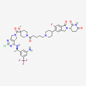 3-[6-[1-[5-[4-[4-[[(1R)-1-[3-amino-5-(trifluoromethyl)phenyl]ethyl]amino]-2-chloro-5,7-dihydropyrrolo[3,4-d]pyrimidine-6-carbonyl]-4-methoxypiperidin-1-yl]-5-oxopentyl]piperidin-4-yl]-5-fluoro-3-oxo-1H-isoindol-2-yl]piperidine-2,6-dione