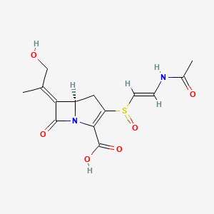 molecular formula C14H16N2O6S B1237077 (5R,6E)-3-[(E)-2-乙酰氨基乙烯基]亚磺酰基-6-(1-羟基丙烷-2-亚烷基)-7-氧代-1-氮杂双环[3.2.0]庚-2-烯-2-羧酸 