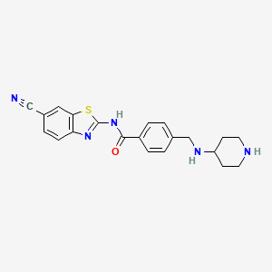 N-(6-cyano-1,3-benzothiazol-2-yl)-4-[(piperidin-4-ylamino)methyl]benzamide