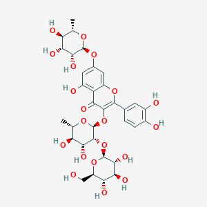 molecular formula C33H40O20 B12370939 3-[(2S,3R,4R,5R,6S)-4,5-dihydroxy-6-methyl-3-[(2S,3R,4S,5S,6R)-3,4,5-trihydroxy-6-(hydroxymethyl)oxan-2-yl]oxyoxan-2-yl]oxy-2-(3,4-dihydroxyphenyl)-5-hydroxy-7-[(2S,3R,4R,5R,6S)-3,4,5-trihydroxy-6-methyloxan-2-yl]oxychromen-4-one 