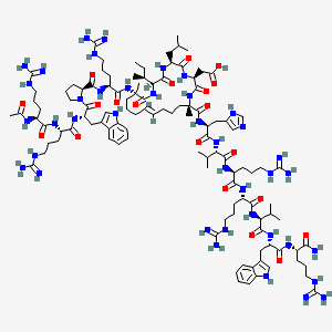 2-[(3S,6S,9S,12S,16E,21S)-12-[[(2S)-2-[[(2S)-1-[(2S)-2-[[(2S)-2-[[(2S)-2-acetamido-5-carbamimidamidopentanoyl]amino]-5-carbamimidamidopentanoyl]amino]-3-(1H-indol-3-yl)propanoyl]pyrrolidine-2-carbonyl]amino]-5-carbamimidamidopentanoyl]amino]-21-[[(2S)-1-[[(2S)-1-[[(2S)-1-[[(2S)-1-[[(2S)-1-[[(2S)-1-[[(2S)-1-amino-5-carbamimidamido-1-oxopentan-2-yl]amino]-3-(1H-indol-3-yl)-1-oxopropan-2-yl]amino]-3-methyl-1-oxobutan-2-yl]amino]-5-carbamimidamido-1-oxopentan-2-yl]amino]-5-carbamimidamido-1-oxopentan-2-yl]amino]-3-methyl-1-oxobutan-2-yl]amino]-3-(1H-imidazol-5-yl)-1-oxopropan-2-yl]carbamoyl]-9-[(2S)-butan-2-yl]-12,21-dimethyl-6-(2-methylpropyl)-2,5,8,11-tetraoxo-1,4,7,10-tetrazacyclohenicos-16-en-3-yl]acetic acid