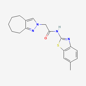 molecular formula C18H20N4OS B1237101 N-(6-methyl-1,3-benzothiazol-2-yl)-2-(5,6,7,8-tetrahydro-4H-cyclohepta[c]pyrazol-2-yl)acetamide 