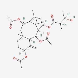 molecular formula C31H46O9 B1237102 (2,5,10-Triacetyloxy-8,12,15,15-tetramethyl-4-methylidene-14-tricyclo[9.3.1.03,8]pentadec-11-enyl) 3-hydroxy-2-methylbutanoate 
