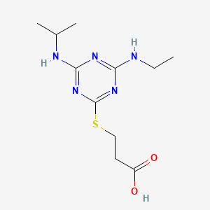 molecular formula C11H19N5O2S B12371089 Propanoic acid, 3-((4-(ethylamino)-6-((1-methylethyl)amino)-1,3,5-triazin-2-yl)thio)- CAS No. 125454-31-1