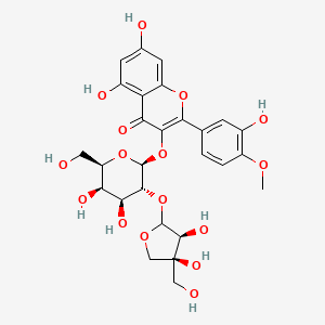 molecular formula C27H30O16 B12371096 3-[(2S,3R,4S,5R,6R)-3-[(3S,4S)-3,4-dihydroxy-4-(hydroxymethyl)oxolan-2-yl]oxy-4,5-dihydroxy-6-(hydroxymethyl)oxan-2-yl]oxy-5,7-dihydroxy-2-(3-hydroxy-4-methoxyphenyl)chromen-4-one 