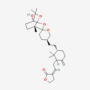 molecular formula C30H46O6 B1237114 (3Z)-3-[2-[(3R)-3-[2-[(1S,3'S,4S)-1-羟基-4,6,6-三甲基螺[2,5-二氧杂双环[2.2.2]辛烷-3,6'-氧杂]-3'-基]乙基]-2,2-二甲基-6-亚甲基环己基]乙叉基]氧杂环-2-酮 CAS No. 123746-67-8