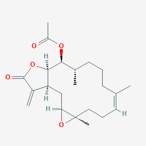 molecular formula C22H32O5 B1237122 [(1S,3S,5R,8Z,13S,14S,15R)-5,9,13-trimethyl-18-methylidene-17-oxo-4,16-dioxatricyclo[13.3.0.03,5]octadec-8-en-14-yl] acetate 