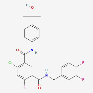 molecular formula C24H20ClF3N2O3 B12371224 4-chloro-1-N-[(3,4-difluorophenyl)methyl]-6-fluoro-3-N-[4-(2-hydroxypropan-2-yl)phenyl]benzene-1,3-dicarboxamide 