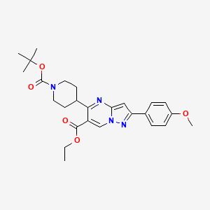2-(4-Methoxyphenyl)-5-[1-[(2-methylpropan-2-yl)oxy-oxomethyl]-4-piperidinyl]-6-pyrazolo[1,5-a]pyrimidinecarboxylic acid ethyl ester